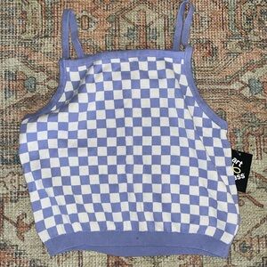 PERIWINKLE & WHITE CHECKERED KNIT / SWEATER TANK TOP 🤍